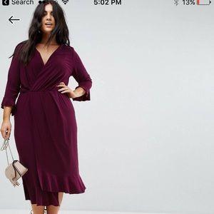 Asos curve front midi dress with ruffle detail